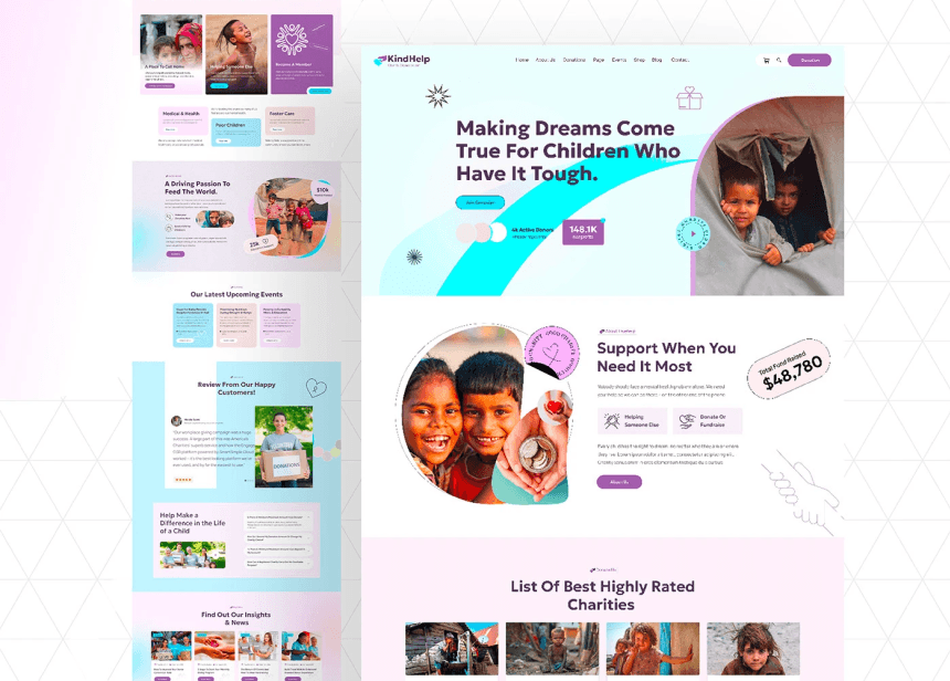 Bright and heartwarming NGO website UI for global giving