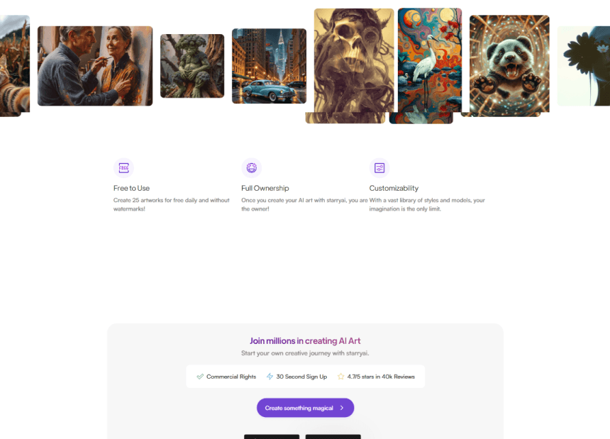 Style library interface with diverse AI art customization options