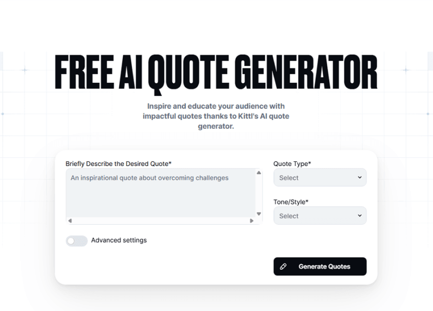 Generate inspirational quotes using AI tool