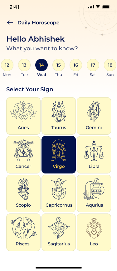 Bhagya Yatra daily horoscope screen