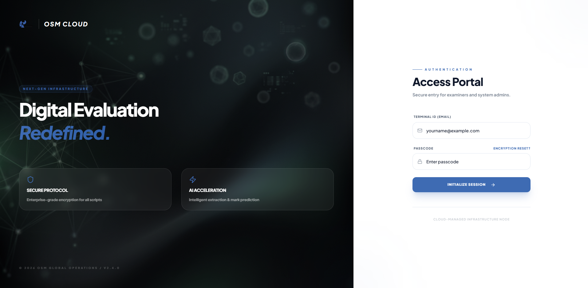 OSM Cloud secure access portal for examiners and system administrators