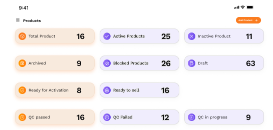 Socialer seller products dashboard with category status counts