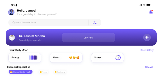SURGE home with featured specialist and daily mood tracking